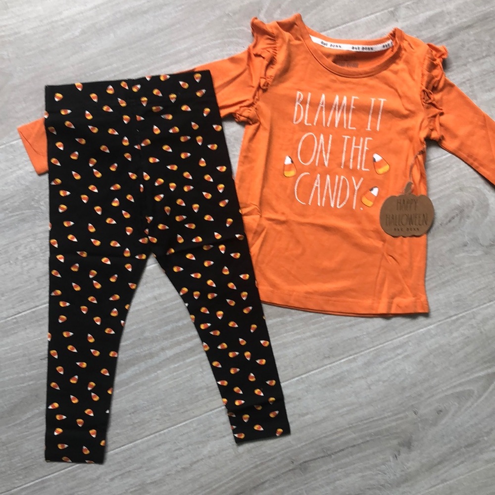 Rae Dunn Girls Halloween Blame it on the Candy 2 piece set size 5/6